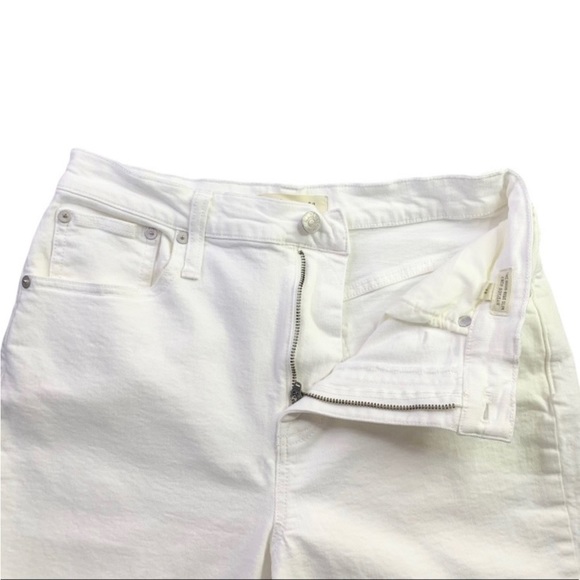 Madewell The High Rise Crop Boyjean Size 26 Tile White Raw Hem Straight Leg - Picture 4 of 7